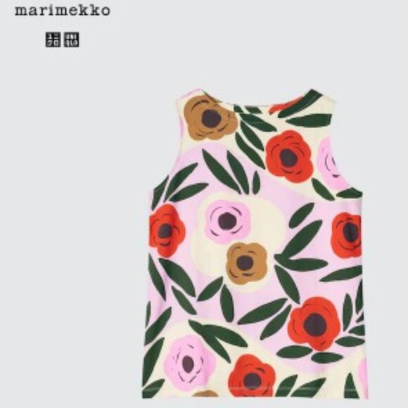 Uniqlo x Marimekko Floral Sleeveless Tank Top in Red/Pink Flora - M - Picture 1 of 9